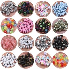 Round Flat Alphabet Letter Bead Cube Loose Spacer Beads Handmade Bracelet 200Pcs