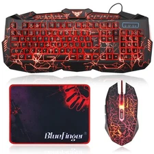 BlueFinger Backlit Gaming Keyboard and Mouse Combo,USB Wired Backlit Keyboard...
