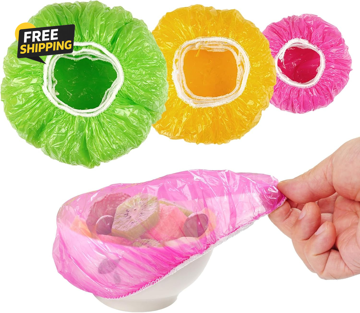 60 Pcs Bowl Covers for Bread Proofing, Plastic Shower Caps for Sourdough Bread