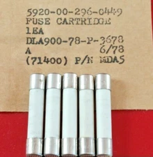 5 PCS BUSSMANN MDA5 MILSPEC CERAMIC FUSE 250V 3A    MDA-5