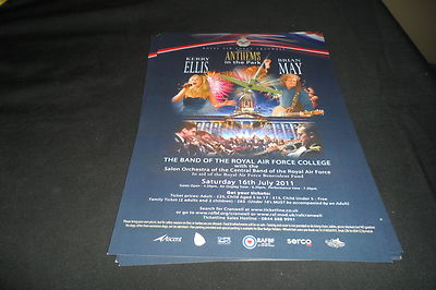 QUEEN BRIAN MAY & KERRY ELLIS 2 X A5 COLOUR FLYERS FOR 2011 SHOW CRANWELL AIR FO