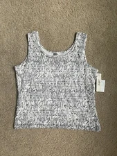 CDW Creative Design Works White & Black Sleeveless Blouse Scoop Neck Size XL