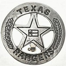 OLD WEST ROUND TIN BADGE TEXAS RANGERS