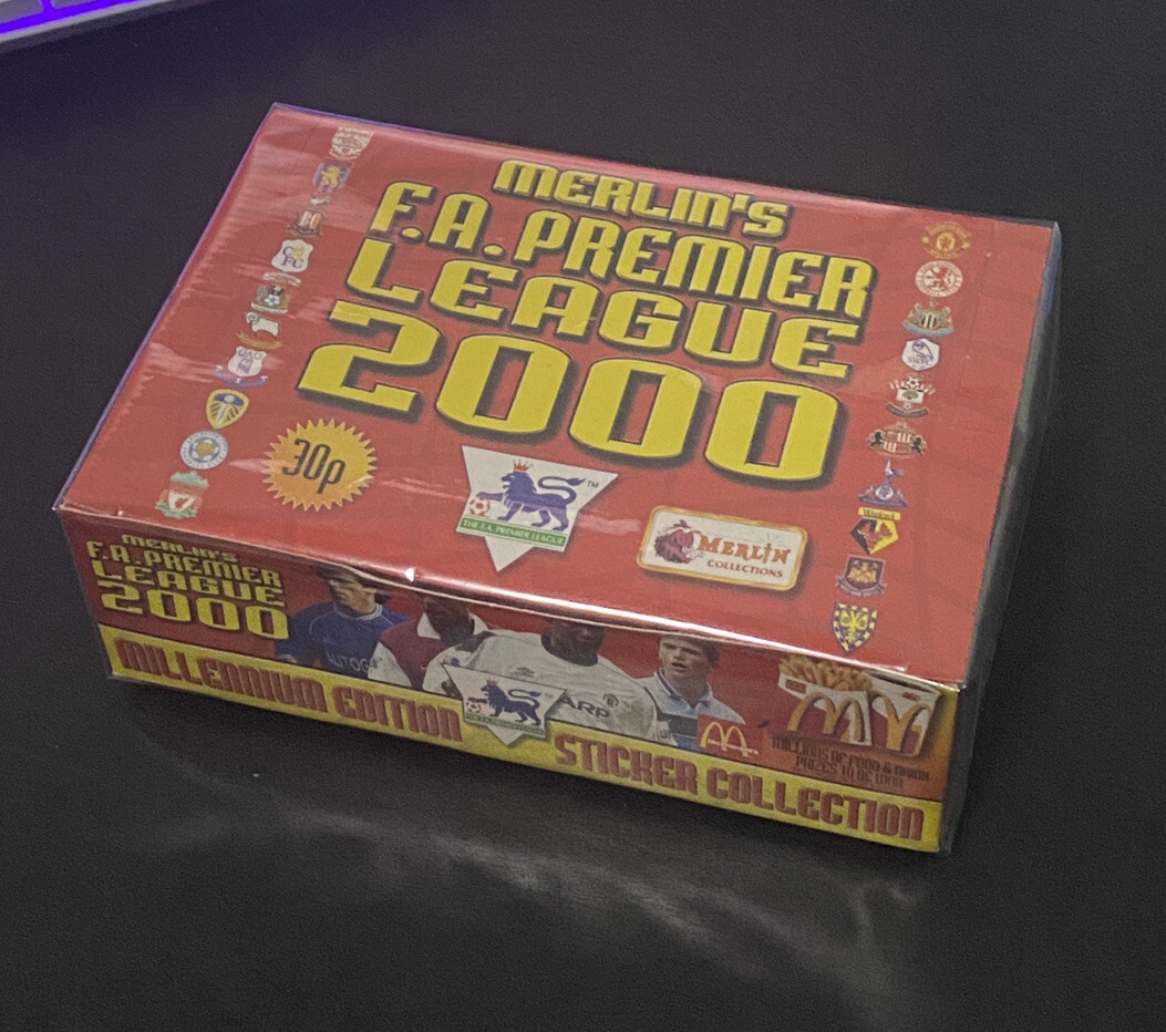 2000 Merlin​ sticker​ Premier​ league​ Box (100 pack per box) Rare!