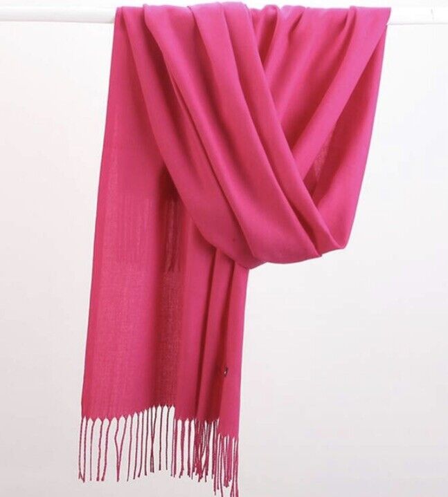 Gorgeous Unisex Solid Hot Pink Cashmere Scarf Shawl Wrap Throw Pashmina ...