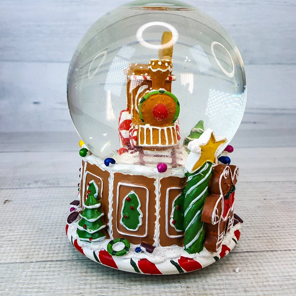 Musical Snow Globe Gingermint Santa Gingerbread Train Wish You Merry Christmas - Image 3 of 4