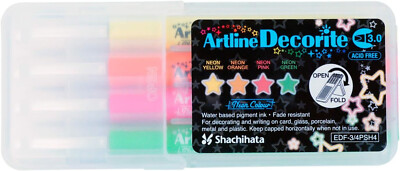 Shachihata EDF-3/4PSH4 Art Line Deco Light, Neon Color, Square, 0.1''