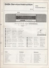 SABA " Freudenstadt  E " / Origl.Service-Instruction ( R 114 ) / Tech.Daten ect.