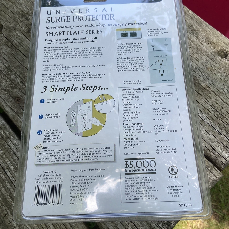 NEW RCA UNIVERSAL SURGE PROTECTOR SPT300 410 JOULES SMART PLATE SERIES $5000 - Image 2 of 2
