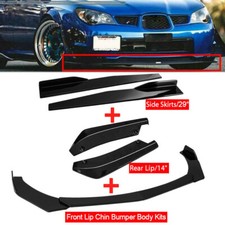 8pcs Universal Front Bumper Spoiler Body Kit Side Skirt Rear Lip Glossy Black