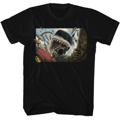 Jaws 70's Thriller Movie Jaws Busting Boat Falling In Shark Mouth Men's T Shirt