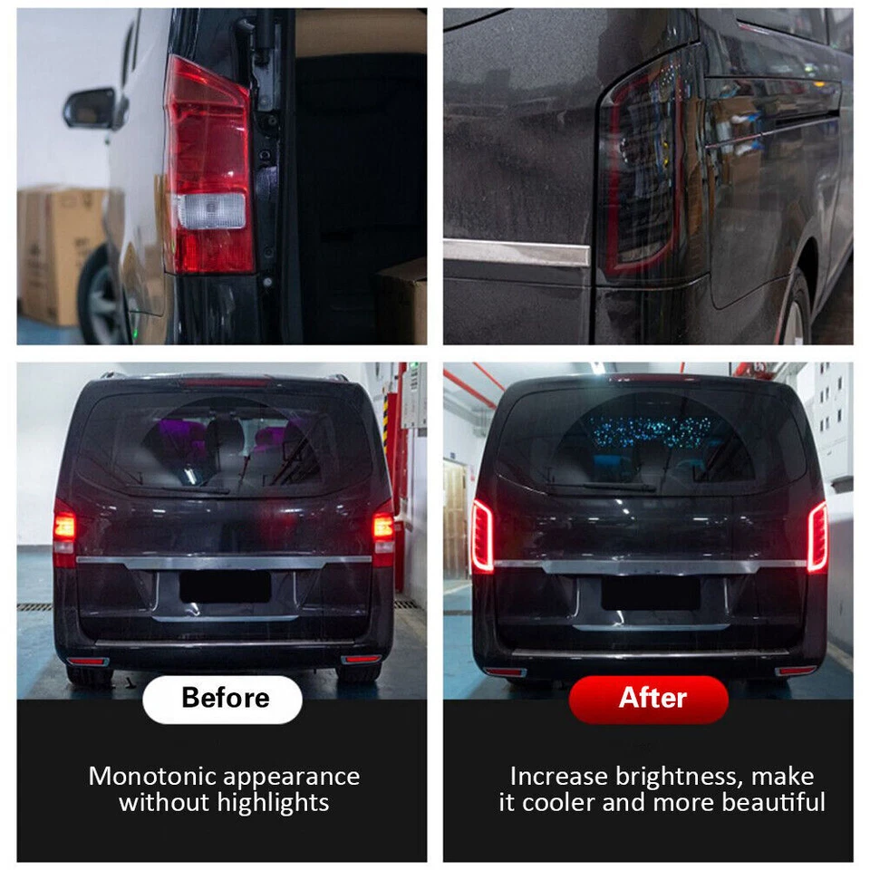 Red LED Tail Lights For Mercedes-Benz VITO Metris W447 2016-2022 Rear Brake Lamp Foto 3 de 4