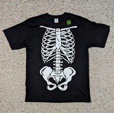 Skeleton Glow In The Dark T-shirt Mens Large New Gitd Black Halloween Tee