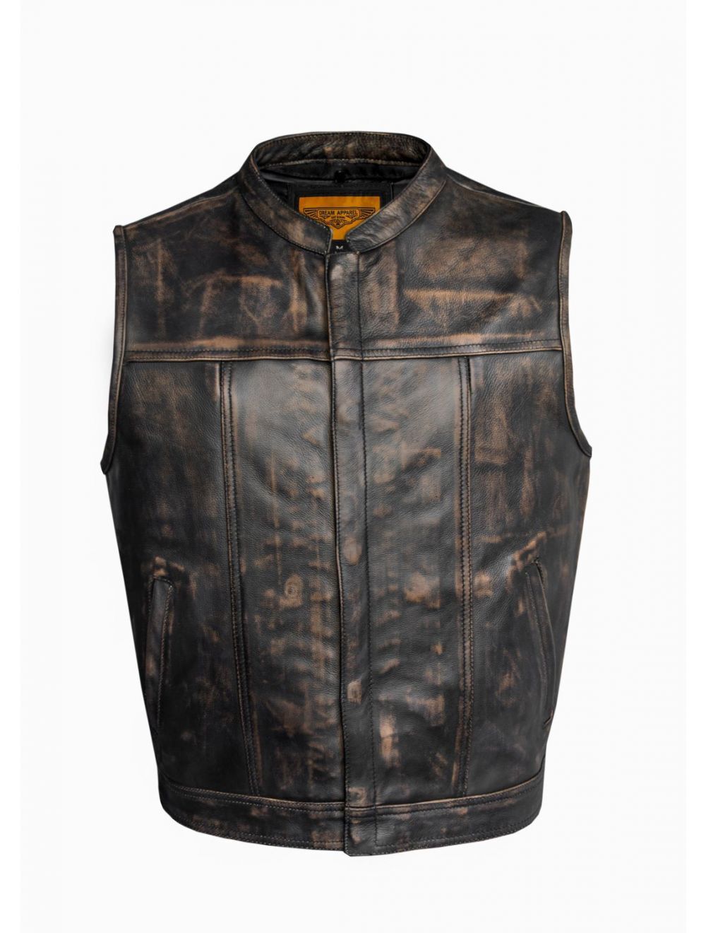 Mens Real Leather Brown Leather Vest Original Genuine Cowhide Leather