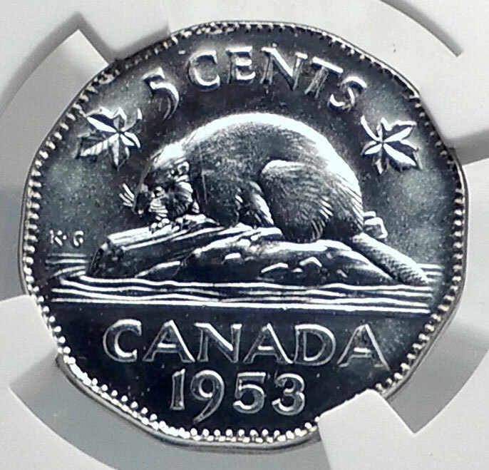 1953 CANADA United Kingdom Queen Elizabeth II BEAVER 5C NGC Coin