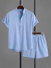 Men Summer Outfit 2-Piece Set Short Sleeve T-Shirt and Shorts Sweatsuit Set