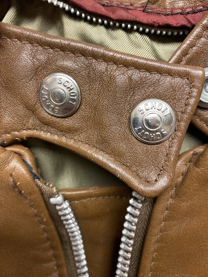 Chaqueta de cuero Schott Café Racer vintage para mujer talla 10 motocicleta garra cremallera Foto 3 de 4
