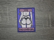 The Good Girl Naughty Sexy Tarot Card Embroidered Iron On Patch 2.5" x 3.25"