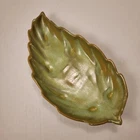 Vintage Frankoma Pottery Prairie Green Large Leaf Serving Dish #226