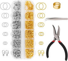 1200 Pcs Jump Rings Jewelry Kit - Repair Tools, Pliers, Lobster Clasps for Craft