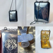 Vtg Elgin American Compact EAM Dance Card Coin Purse Mirrored Powder Box