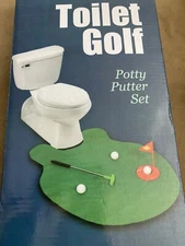 Novelty Place Toilet Golf Potty Putter Game Set - Practice Mini Golf NEW