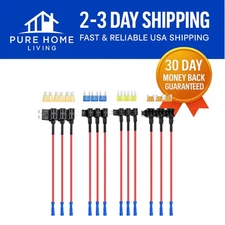 12 Pack 12V Add-a-Circuit Fuse Tap Set - Easy Install for Cars, Trucks & Boats
