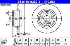 2x Bremsscheibe ATE 24.0110-0382.1 für KLASSE MERCEDES CLA GLA C117 W242 W246