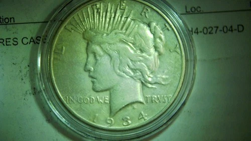 1934-S Peace Dollar Ch VF in a plastic holder