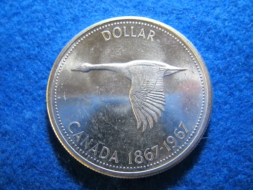 1967 Canada Silver Dollar - Centennial "Goose" - Bright Uncirculated - Bit Hazy