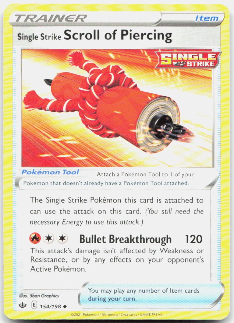 Single Strike Scroll of Piercing 154/198 Uncommon Chilling Reign Pokemon LP