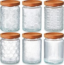 6 Pcs Vinta Glass Jars with Wooden Lids 24 oz Airtight Glass Food