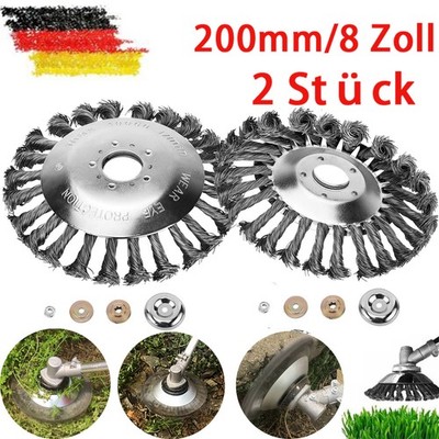 2× 200mm Profi Wildkraut Fugen Unkrautbürste Motorsense Freischneider Gezopft