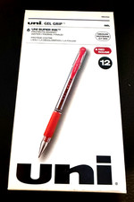 Uni-Ball Signo Gel Grip Super Ink Medium 0.7mm Red Pen - 12 Pack - New in Box