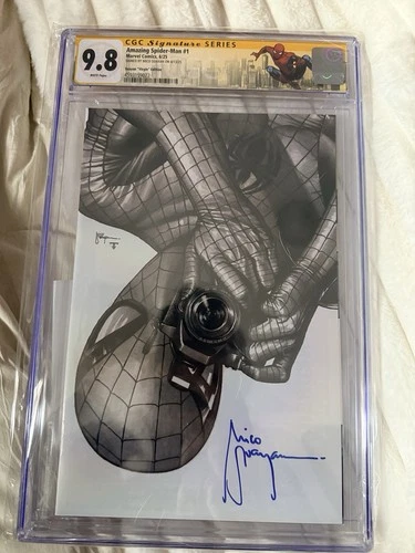 AMAZING SPIDER-MAN #1 CGC 9.8 B&W CVR SIGNED BY MICO SUAYAN CUSTOM LABEL LTD 300