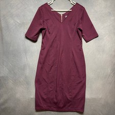 Julian Taylor Burgundy Sheath Dress Size 12 Zip Front Career Bodycon Sexy Office