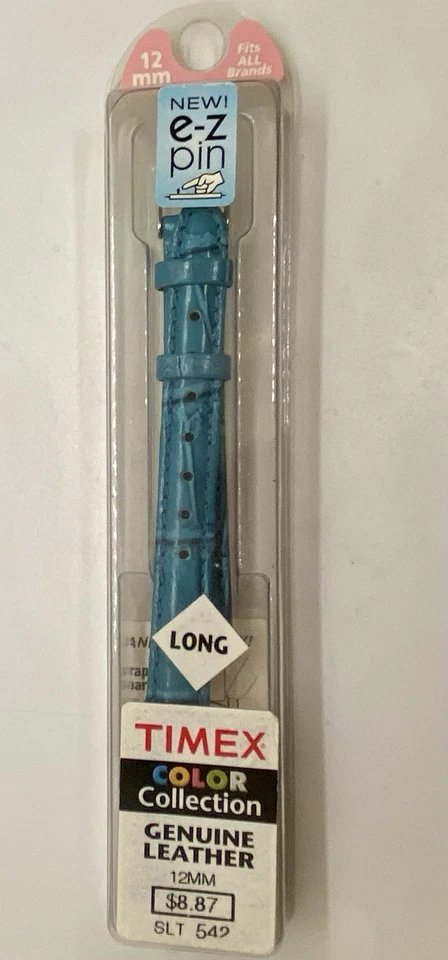 Correa de reloj TIMEX Color Colección AZUL TURQUESA Cuero 12 mm L-E-Z Barras de resorte Foto 2 de 4