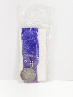 NOS MCM 1960s Cheerleading Cheer Medal Purple Neck Ribbon Vintage Framingham HS