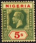 Nigeria 1921 - SG 28, 5s, green & red / pale yellow - KGV - Superb MNH
