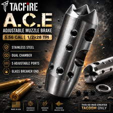 TACFIRE A.C.E. ADJUSTABLE MUZZLE BRAKE STAINLESS STEEL 1/2x28 TP COMPENSATOR 556