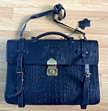 MULBERRY Valigetta Rogers vintage in pelle di Nilo nera molto rara in V&A