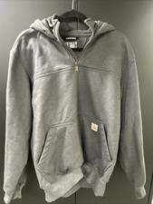 Carhartt Rain Defender Hoodie 1/4 Zip Mens M Grey Sweatshirt Jacket