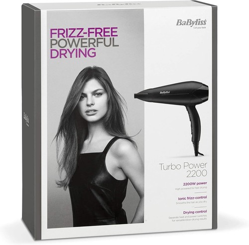 BaByliss Turbo Power 2200W Haartrockner Schwarz Keramik Schnelltrocknend Föhn - Bild 4 von 4