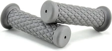 Motorcycle Hand Grips, 7/8" Vintage Non-Slip Rubber Handlebars, Soft Gray