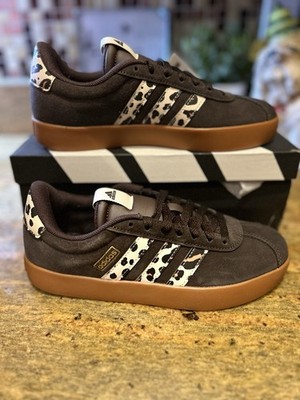 Adidas Women s Size 6 VL Court 3.0 Brown Leopard 