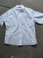Kustom Kit Women?s Mandarin Collar Short Sleeved White Shirt Tailored Fit BN