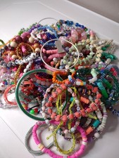 Pile Of Colorful Multicolor Mostly Kids Bracelets Kids Lot BN27