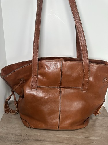Patricia Nash Brown Leather Shoulder Tote Bag Purse Multi Compartment - Picture 2 of 18