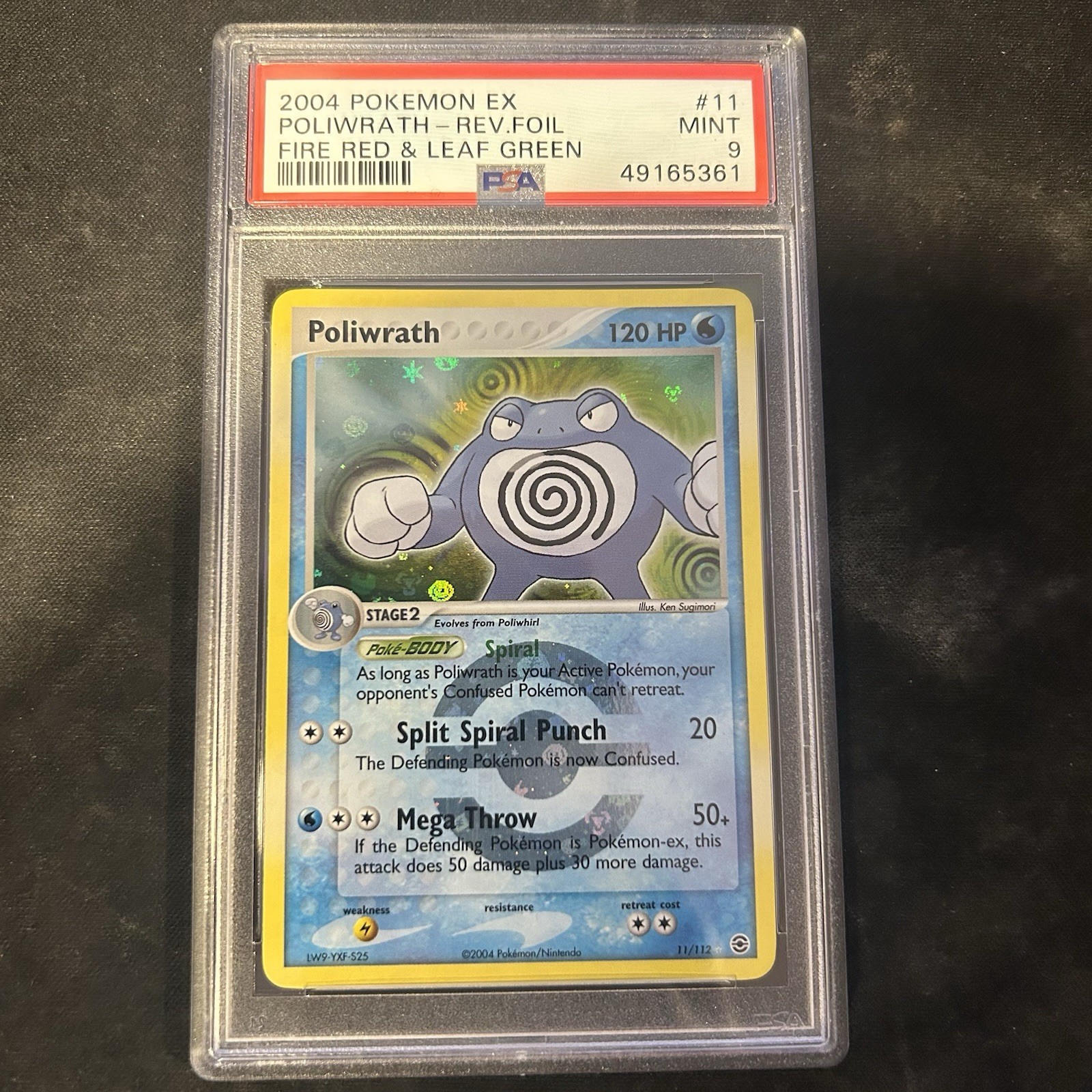 2004 POKEMON EX #11 POLIWRATH REVERSE FOIL MINT PSA 9 FIRE RED & LEAF GREEN RARE