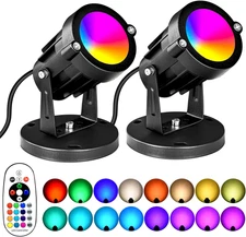 5W RGBW Landscape Lights, 16 Color Changing Spotlight 110V 120V Outdoor Landscap